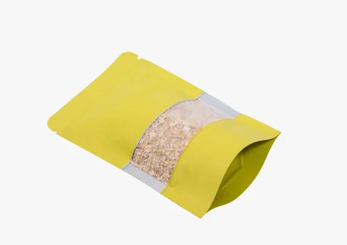 Food packaging yellow stand up pouch