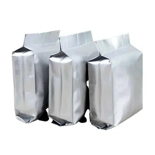 Shiny silver stand-up aluminum foil bags for premium product packaging