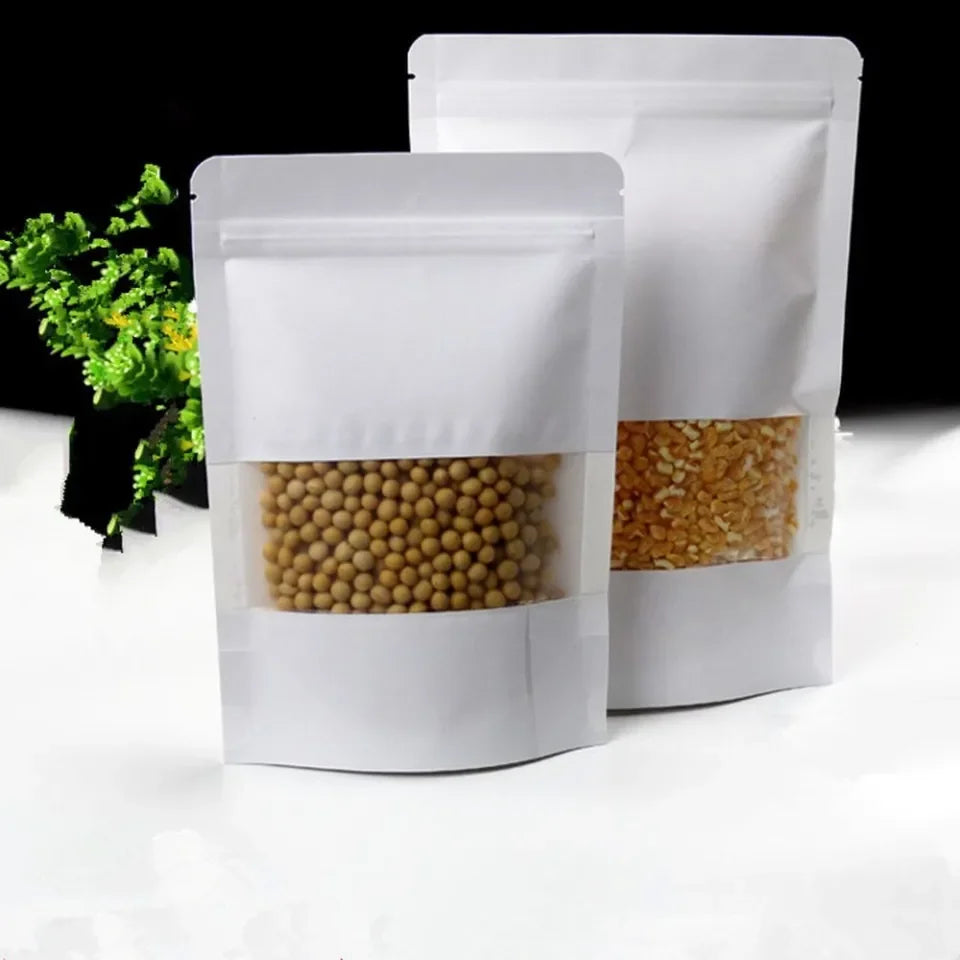 Milky white stand up zipper pouch with window Bangladesh