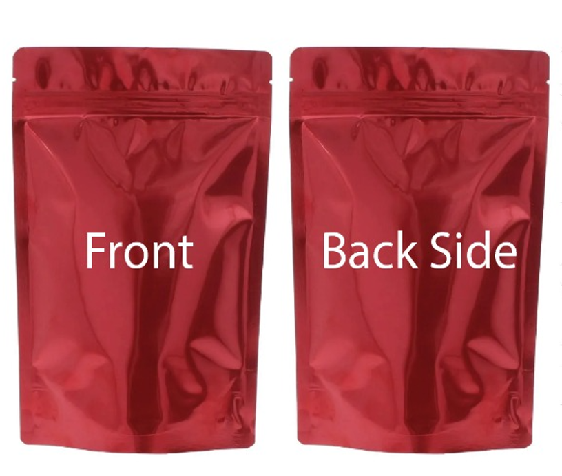 Red stand up foil pouch with zipper for food packaging