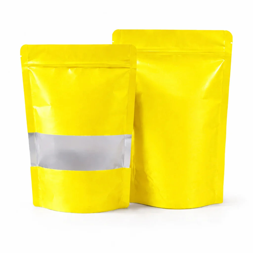 Yellow stand up zipper pouch with window Bangladesh